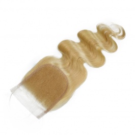 Elesis Virgin Brazilian Hair Honey Blonde 613 Bleached Knots Pre Plucked Lace Body Wave Closure 4