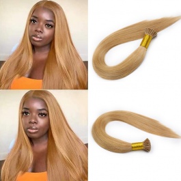 Elesis Virgin Hair double drawn raw hair I-tip straight hair color #27 brown hairextensions 100grams-ITIP27