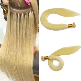 Elesis Virgin Hair double drawn raw hair I-tip straight hair color #613 blonde hairextensions 100grams
