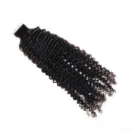 Natural black Jerry Curly virgin remy hair tape in extensions 50grams-Tape09