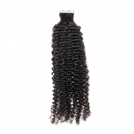 Natural black Jerry Curly virgin remy hair tape in extensions 50grams-Tape09