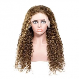 Elesis Ombre Lace Wig Curly Human Hair Wigs Highlight  #4/27 Deep Wave Wigs For Women Remy Human hair-P427DW