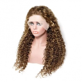 Elesis Ombre Lace Wig Curly Human Hair Wigs Highlight  #4/27 Deep Wave Wigs For Women Remy Human hair-P427DW