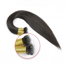 Elesis Virgin Hair Pre Bonded Nano Tip Hair Extensions Straight  Human Hair Natural Black Color #1B-Nano1B