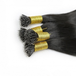 Elesis Virgin Hair Pre Bonded Nano Tip Nanoring Hair Extensions Straight Double Drawn Raw Hair