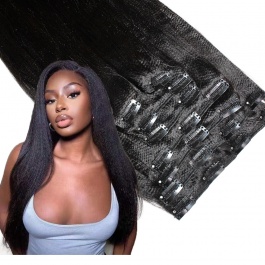Elesis virgin hair Top1 Raw hair 8pcs set 140grams  clip in hairextensions-Clip5