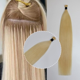 Elesis Virgin Hair double drawn virgin hair I-tip straight color #613 blonde hairextensions 100grams-Dtip2