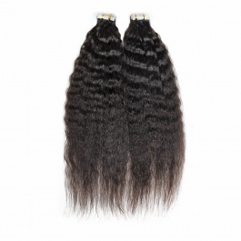 Natural black Kinky Straight virgin remy hair tape in extensions 40pieces-Tape06