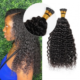 Elesis Virgin Hair Jerry Curly  I-tips hair extensions Virgin Remy Hair 100grams-Tip06