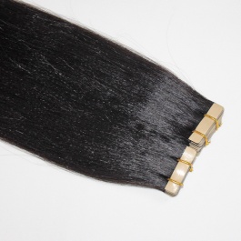 Natural black Yaki Straight virgin remy hair tape in extensions 50grams-Tape08