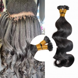 Elesis Virgin Hair Luxury Body Wave I-tips hair single drawn extensions Virgin Remy Hair 100grams-Tip02