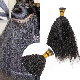 Elesis Virgin Hair Kink Curly I-tips hair extensions Virgin Remy Hair 100grams-Tip07