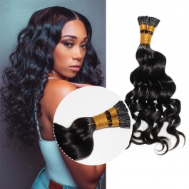 Elesis Virgin Hair Loose Wave I-tips hair extensions Virgin Remy Hair 100grams-Tip03