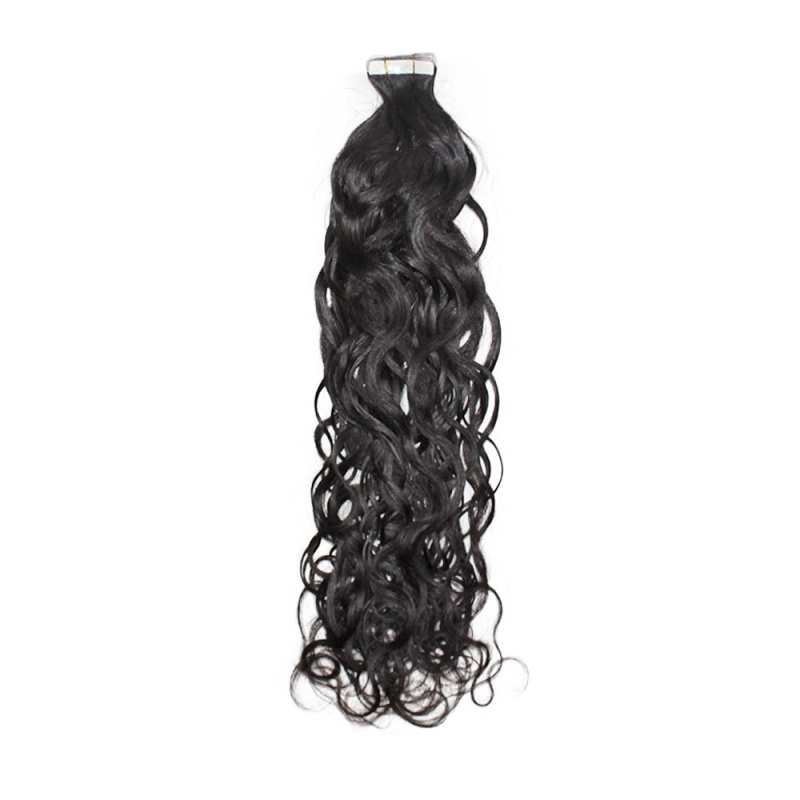 Natural black Natural Wave virgin remy hair tape in extensions 50grams-Tape10