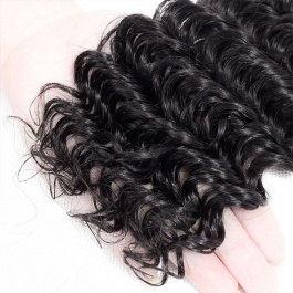 Natural black Deep Wave virgin remy hair tape in extensions 50grams-Tape03