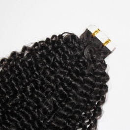 Natural black Jerry Curly virgin remy hair tape in extensions 50grams-Tape09