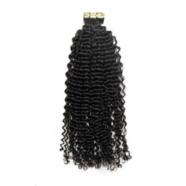 Natural black kinky Curly virgin remy hair tape in extensions 50grams-Tape11