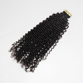 Natural black kinky Curly virgin remy hair tape in extensions 50grams-Tape11