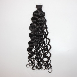 Natural black Water Wave virgin remy hair tape in extensions 50grams-Tape15