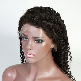 Elesis Virgin Hair deep curly Brazilian virgin human hair Frontal lace wig 150% density
