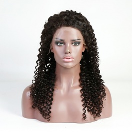 Elesis Virgin Hair deep curly Brazilian virgin human hair Frontal lace wig 150% density