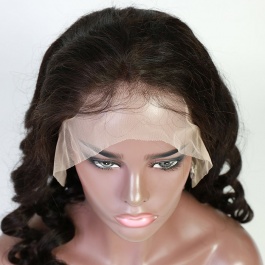 Elesis Virgin Hair Loose Curl 13x4 frontal lace wig 150% density bouncy loose wave  virgin human hair wig