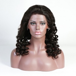 Elesis Virgin Hair Loose Curl 13x4 frontal lace wig 150% density bouncy loose wave  virgin human hair wig
