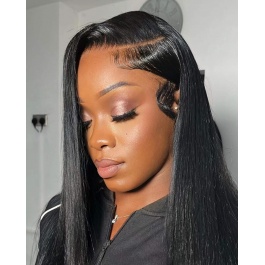 Elesis 100% virgin hair Straight human hair wig 13x4 Frontal Glueless wig 150% density