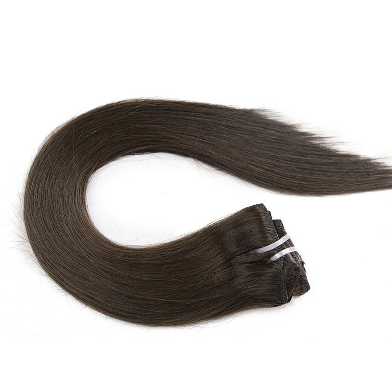 Elesis Virgin hair raw hair color #2 clip in Straight extensions 120grams full 8pcs/set