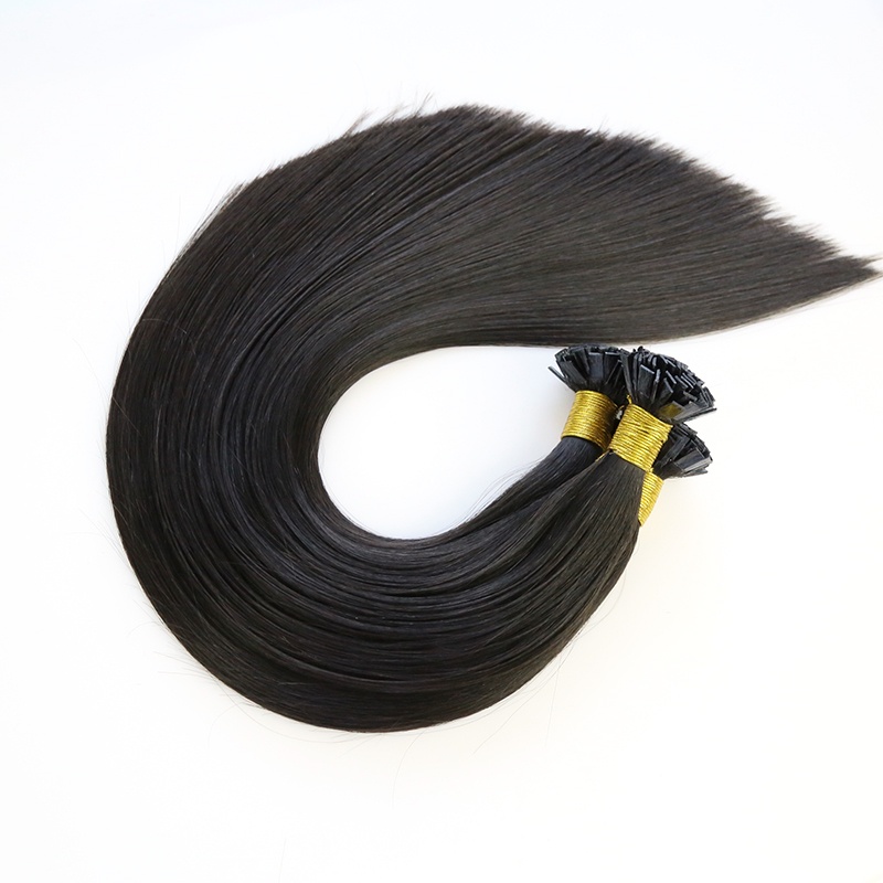 Elesis Virgin Hair Straight Flat tips Raw hair extensions k-tips  color #1B 100grams