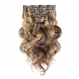 elesis virgin hair 7pcs set 120grams virgin remy clip in hair extensions highlight color #4/27