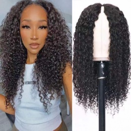 Elesis Virgin Hair  customize V-part Wig machine made raw hair wig -VP01