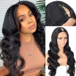 Elesis Virgin Hair  customize V-part Wig machine made raw hair wig -VP01