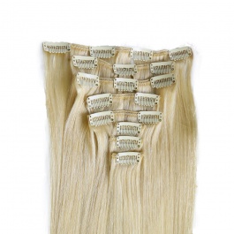 Elesis Virgin hair raw hair color #613 Blonde clip in Straight  extensions 120grams full 8pcs/set
