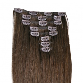 Elesis Virgin hair raw hair color #4 clip in Straight  extensions 120grams full 8pcs/set