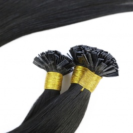 Elesis Virgin Hair Straight Flat tips Raw hair extensions k-tips  color #1B 100grams