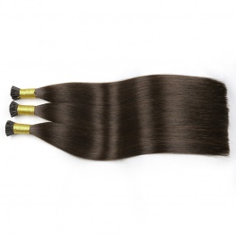 Elesis Virgin Hair double drawn raw hair I-tip straight hair color #2 hairextensions 100grams