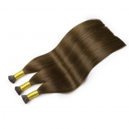 Elesis Virgin Hair double drawn raw hair I-tip straight hair color #4 hairextensions 100grams