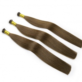 Elesis Virgin Hair double drawn raw hair I-tip straight hair color #4 hairextensions 100grams