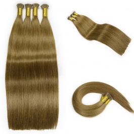 Elesis Virgin Hair double drawn raw hair I-tip straight hair color #6 hairextensions 100grams