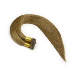 Elesis Virgin Hair double drawn raw hair I-tip straight hair color #6 hairextensions 100grams