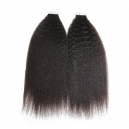 Elesis Double drawn  virgin remy hair tape in Kinky Straight extensions 100grams-DTape4