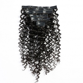 Elesis Virgin hair Deep Curly 7pcs/set 120grams Seamless PU clip in Hairextensions  Virgin Remy Human Hair