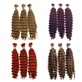 Elesis Virgin hair Colored bulk hair for braids Curly Virgin Remy hair Extensions