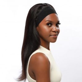 Elesis Virgin Hair Headband Scarf wigs Glueless No plucking Wigs Nautral Black -HB300