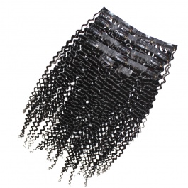 Elesis Virgin hair Kinky Curly PU clip in set 120grams Hairextensions  Virgin Remy Human Hair