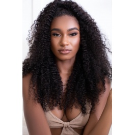 Elesis Virgin hair Kinky Curly PU clip in set 120grams Hairextensions  Virgin Remy Human Hair