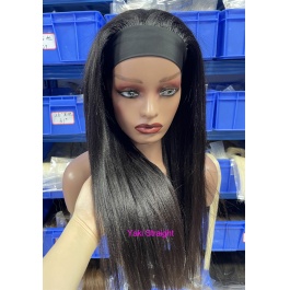 Elesis Virgin Hair Headband Scarf wigs Glueless No plucking Wigs Nautral Black -HB300