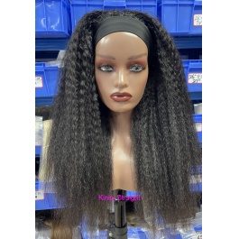 Elesis Virgin Hair Headband Scarf wigs Glueless No plucking Wigs Nautral Black -HB300