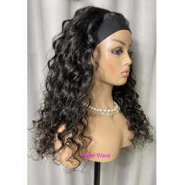 Elesis Virgin Hair Headband Scarf wigs Glueless No plucking Wigs Nautral Black -HB300